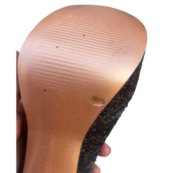 BCBGeneration Women’s Size 7.5B Sequin Black Peep Toe 1.5” Platform 5” Heels Sti - Picture 10 of 11